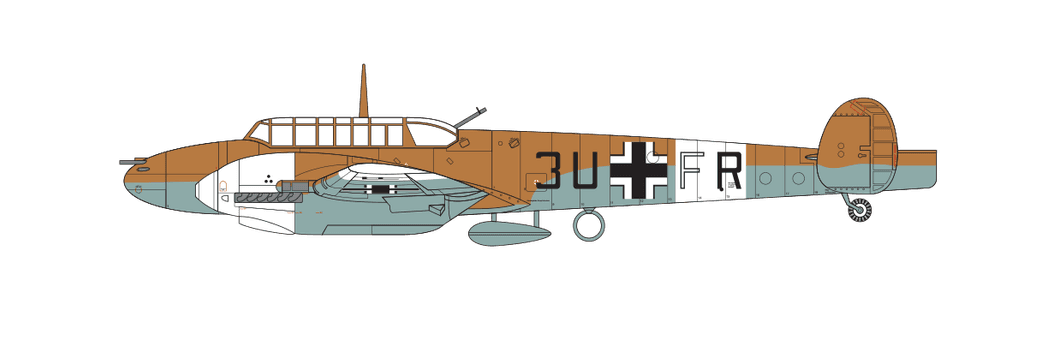 Messerschmitt Bf 110E-2 (Trop) 3U+KS, 8./ZG 26, Derna, Afrique du Nord, 1942 Messerschmitt Bf 110E-2 (Trop) 3U+KS, 8./ZG 26, Derna, Afrique du Nord, 1942
