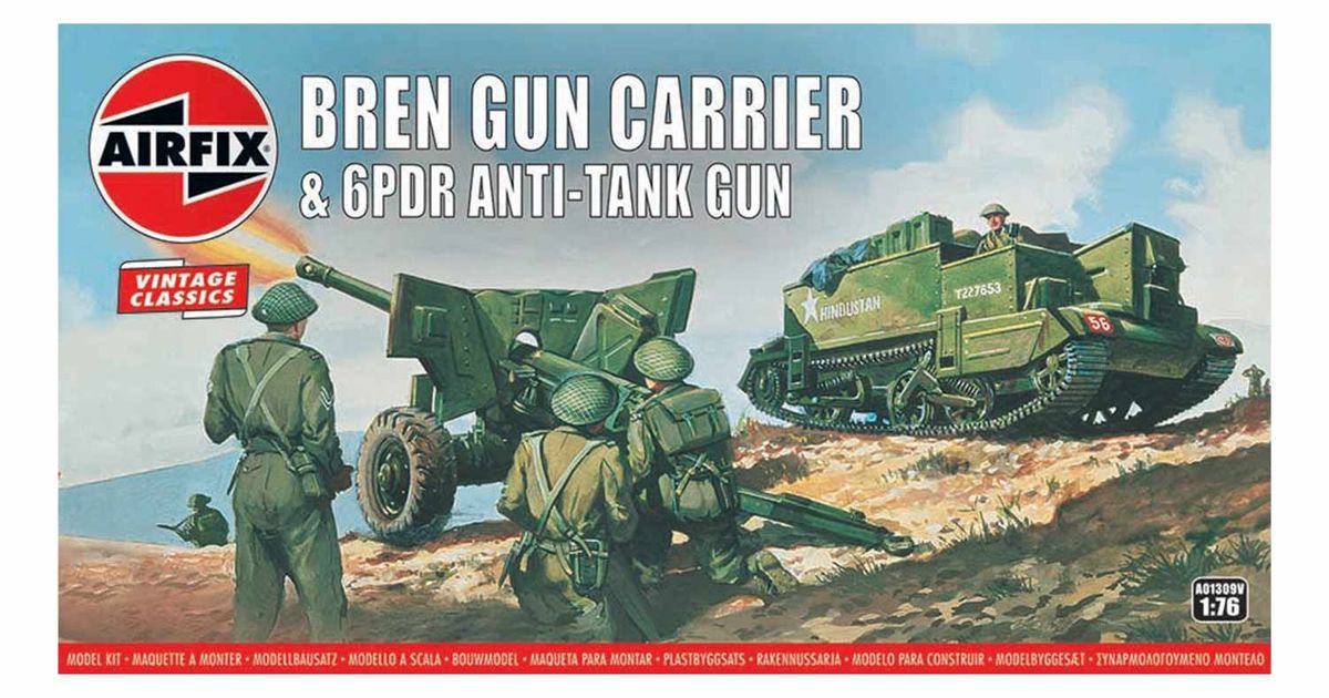 Airfix 1:72 Scale 25pdr Field Gun and Quad A01305V Model Kit