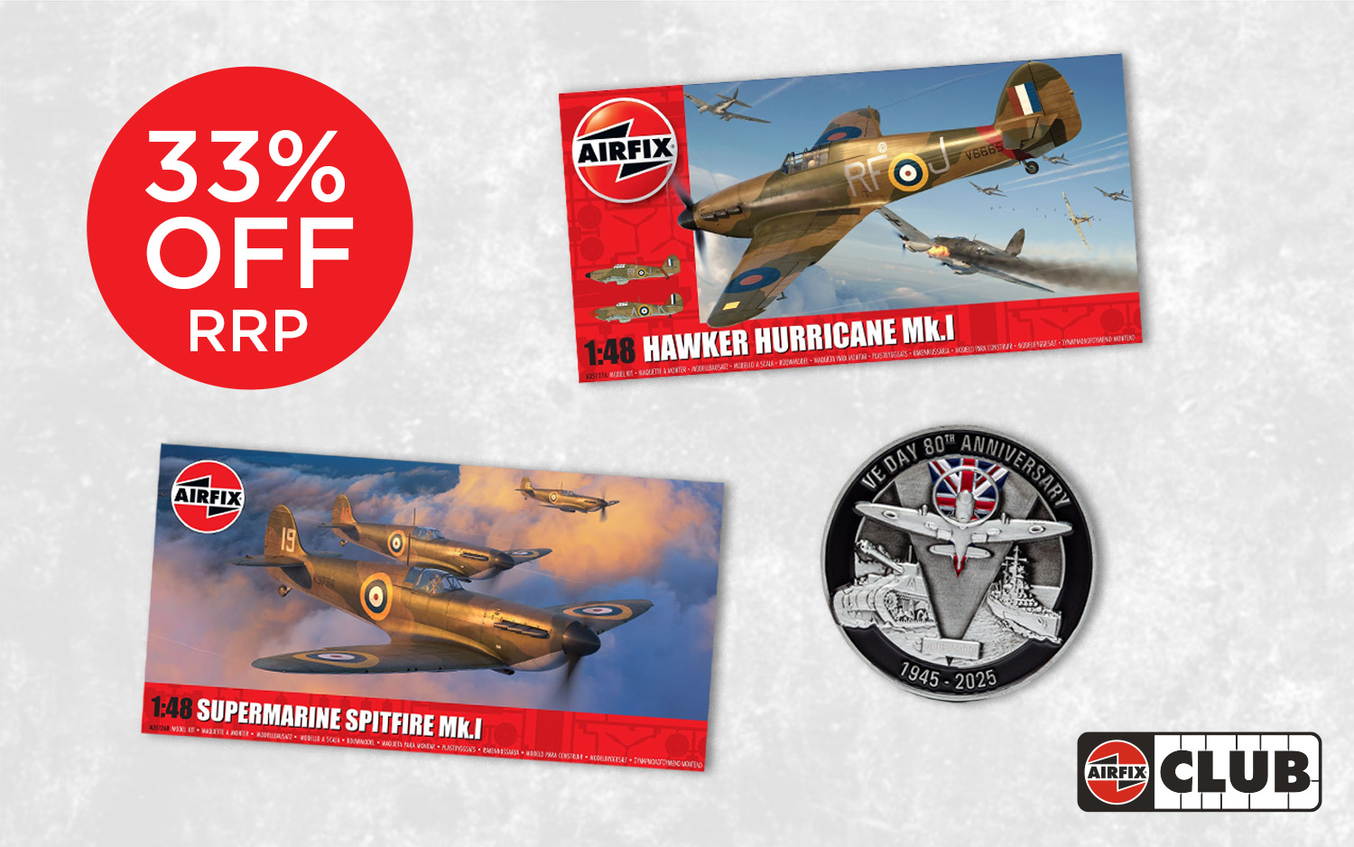 ジオラマパーツ(3種セット)AIRFIX BUNDLEAC01 Airfix Club - VE Day 80th Anniversary Bundle