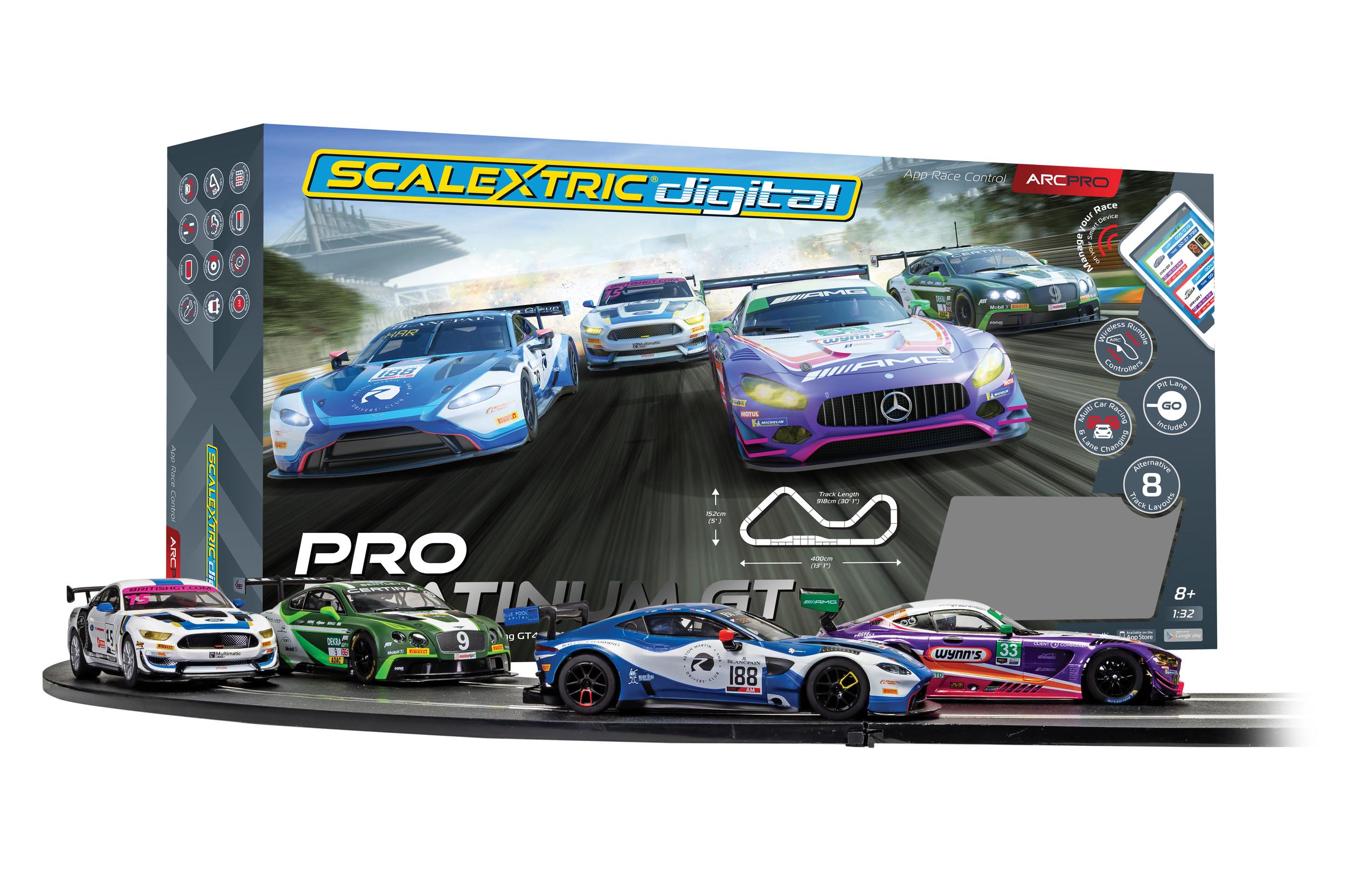 scalextric c1413m arc pro platinum gt set