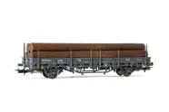 Electrotren (H0 1:87) R.N./RENFE, 2-axle wagon Kbs loaded with logs, dark grey livery, period III