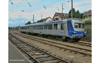 SNCF, autorail diesel EAD X 4500 (XD 4514 + XRx8414), livrée bleue/argent « TER », ép. V-VI