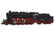 DR, locomotiva a vapore classe 58 1424-9 con 4 duomi, livrea rossa/nera, ep. IV