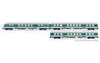 DB AG, 3-unit pack regional coaches, mintgreen/white livery, including 1 x control cab coach, 1 x Aby coacha and 1 x By coach, period V