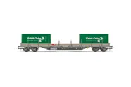 SBB, 4-axle flat wagon Res, grey livery, loaded with 2 x 20’ container “Kehrli & Oeler”, period VI