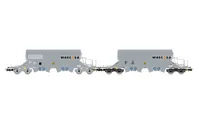 D-WASCO, 2-tlg. Set 4-achs. Schwenkdachwagen der Bauart Taoos „WASCOSA“, graue Farbgebung
