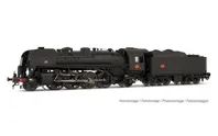 SNCF, locomotora de vapor 141R 463, con ruedas tipo “spoke” y tender de carbon remachado, decoración negro, ép.III