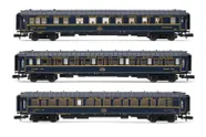 CIWL, 3-tlg. Set „Train Bleu” Reisezugwagen, bestehend aus 1 x Speisewagen und 2 x Schlafwagen Lx, Ep. III