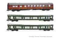 DR, 3-unit pack OSShD type B coaches, "Spree-Alpen-Express", set 2 of 2, green and red livery, ep. IV, 1 x WR + 2 x DDm