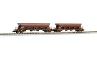 DR, 2-unit set 4-axle hopper wagons Facs, brown livery, loaded with brown coal, period IV