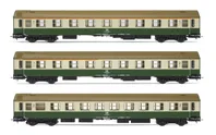 DR, 3- unit pack coaches type OSShD, (A, AB, Bc), green/beige livery, period IV