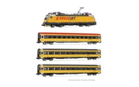Regiojet, 4-unit train set, including 1 x electric locomotive class 386 and 3 x coaches, period VI