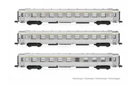 SNCF, 3-tlg. Set "Train Rapide", DEV Inox Reisezugwagen, 2 x A9 + 1 x A5 Cafeteria, Ep. III