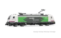 RENFE, Elektrolokomotive BR 253 in weiß/violetter Lackierung, „Transporte Sostenible", Ep. VI