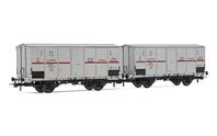 FS, 2-units pack refrigerated wagons Ifms 2-axles without brakeman's cab, metallic doors, white, red stripe, UK loading gauge, ep. IV