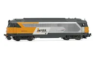 SNCF, locomotive diesel BB 67210, livrée jaune/blanche, « Infra Structure », ép. V
