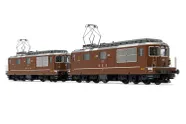BLS/SEZ, 2-unit set of electric locomotives class Re 4/4, brown livery, including 1 x BLS 173 "Lötschental" and 1 x SEZ 177 "Zweisimmen", period IV, AC-digital with sound