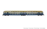DR, 2-unit double decker coach with control cabin, blue/light grey livery, ep. IV