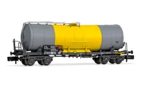SNCF, 4-axle isolated tank wagon, grey/yellow livery, for the transport of sulphur, period V-VI