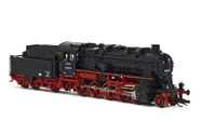 DR, locomotora a vapor clase 58 1424-9 con 4 calderas, decoración roja/negra, ép. IV