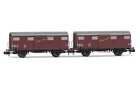 DB, 2-tlg. 2-achs. gedeckte Güterwagen Gmhs 55, in brauner Lackierung, „Düngemittel", Ep. III