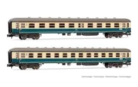 DB, 2-unit set of 1st and 2nd class coaches, blue/beige livery, including 1 x Am203 coach and 1 x Bm233 coach, period IV