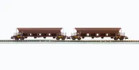 DR, 2-unit set 4-axle hopper wagons Facs, brown livery, loaded with brown coal, period IV