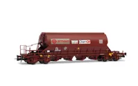 F-ERSA, coffret de 2 wagons-trémies à 4 essieux Taoos, livrée marron, « Ermewa/Chemoil » , ép. VI