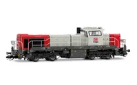 DB Cargo, locomotive diesel-électrique Vossloh DE 18, livrée rouge/grise, ép. VI