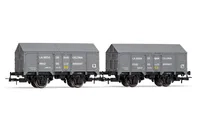 Electrotren (H0 1:87) R.N., 2 unit set covered wagons PX with high sides, grey livery, 'La Seda de Barcelona', ep. III