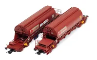 F-ERSA, coffret de 2 wagons-trémies à 4 essieux Taoos, livrée marron, « Ermewa/Chemoil » , ép. VI