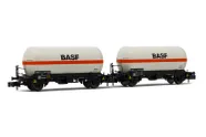 DB, coffret de 2 wagons-citerne à 2 essieux à gaz , livrée "BASF", ép. IV