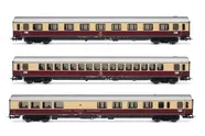 DB, 3-tlg. Set Reisezugwagen „TEE Helvetia” Hamburg-Zurich, in „TEE”-Lackierung, bestehend aus 1 x ARDümh¹⁰⁵, 1 x Apümh¹²¹ und 1 x Avümh¹¹¹, Ep. IV