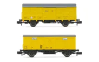 AZVI, 2-unit pack 2-axle closed wagon J2 + J3, yellow livery, period V-VI