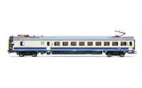 RENFE, automotor eléctrico serie 444, unidad 444-011, decoración azul/blanca, ép. V