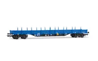 Press, 2-unit set of 4-axle stake wagons, Res type, blue livery, without load, ep. VI