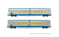 DB, 2-unit pack sliding wall wagons "CARGOWAGGON", silver livery with light weathering effect, ep. IV