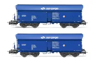 PKP, 2-unit set of 4-axle self-discharging wagons Fals, blue "PKP Cargo" livery, period V. Suitable AC wheelsets for this item: 11,00 x 23,30 mm