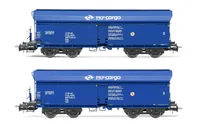 PKP, set di 2 carri tramoggia a scarico automatico a 4 assi, livrea blu "PKP Cargo", ep. V. Assi sostitutivi per corrente alternata: 11,00 x 23,30 mm