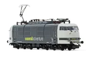 RailAdventure, Elektrolokomotive 103 222-6, mit langen Führerständen, Einholmstromabnehmer, in grauer Lackierung, Ep. VI
