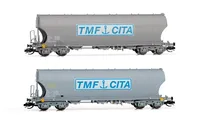 SNCF, set de 2 vagones tolva de 4 ejes para el transporte de cereales, «TMF CITA», ép. V