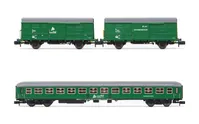 ADIF, 3-unit pack, 2 x J2 wagon + SSV-500 coach, green livery, ep. VI