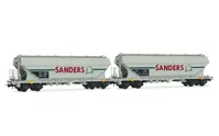 SNCF, 2-unit set of 4-axle flat-sided silo wagons "SANDERS", in grey livery, ep. V