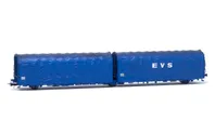SNCF, wagon bâché à 3 essieux Lails, livrée bleue, «EVS», ép. IV