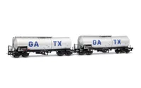 GATX, 2-unit set of 4-axle tank wagons, light grey livery with big GATX logo, ep. VI