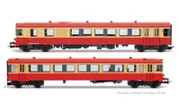 SNCF, 2-unit diesel railcar X 4300, red and cream livery, with big SNCF logo