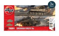Airfix Classic Conflict – Tiger 1 Vs Sherman Firefly – Kit Maquette 1/72 – Niveau 1 – Avec Peintures, Colle Et Pinceaux – Dès 14 Ans