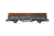 Electrotren (H0 1:87) R.N./RENFE, 2-axle wagon Kbs loaded with logs, dark grey livery, period III