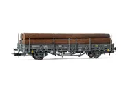 Electrotren (H0 1:87) R.N./RENFE, 2-axle wagon Kbs loaded with logs, dark grey livery, period III