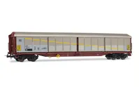 FS, 2-unit set of Habils closed wagons, in silver/brown livery with inclined and rounded FS logo, ep. V